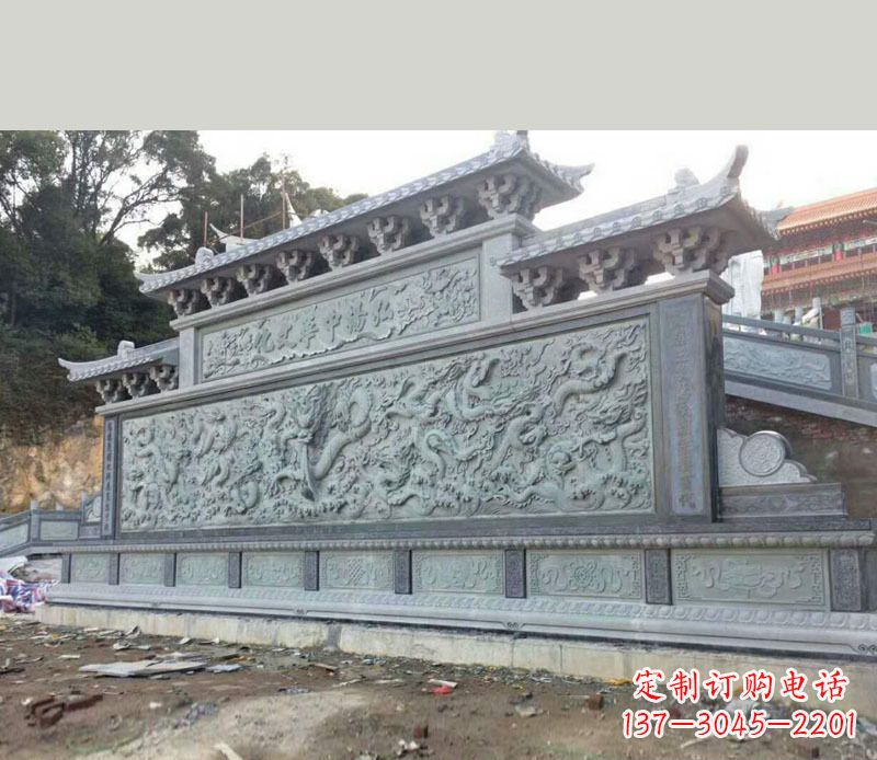 威海园林九龙壁景观石雕 (2)