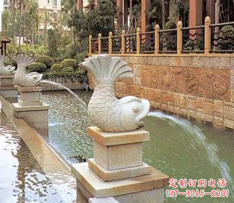威海园林鲤鱼喷泉景观石雕