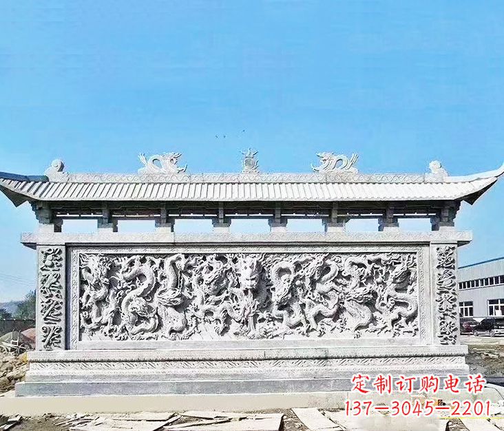 威海园林龙浮雕影壁墙景观石雕