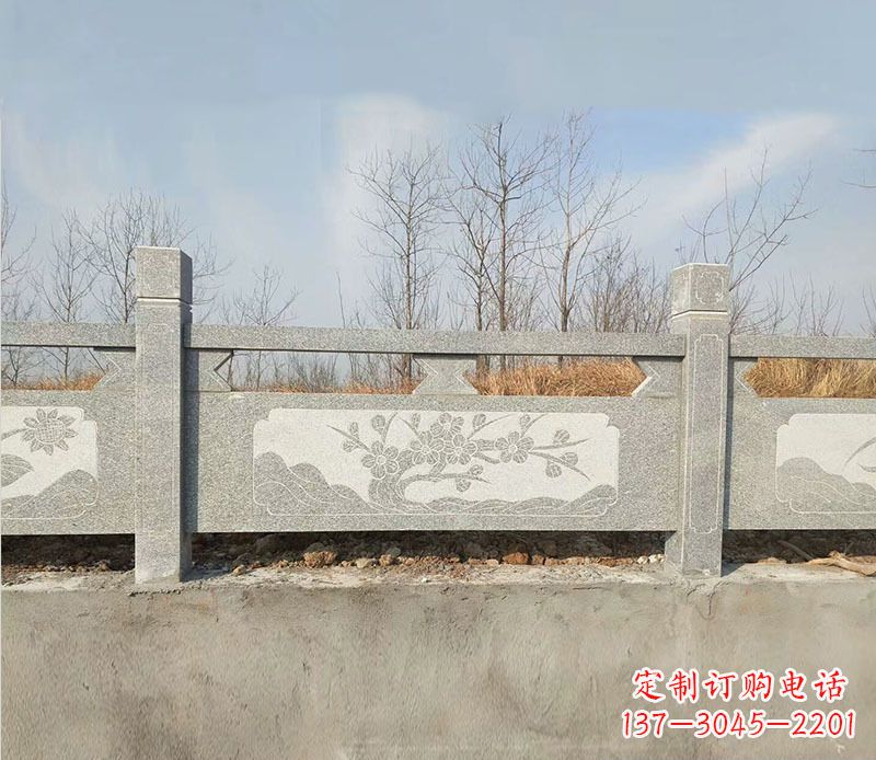 威海园林梅花石浮雕栏板景观石雕