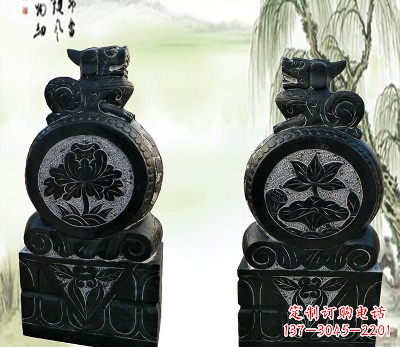 威海园林貔貅门墩石雕