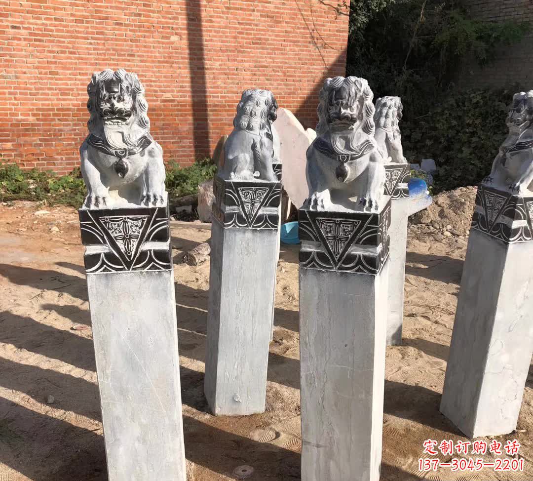 威海园林石雕狮子拴马桩