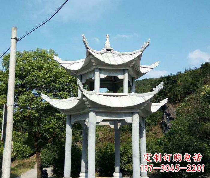 威海园林双层凉亭石雕