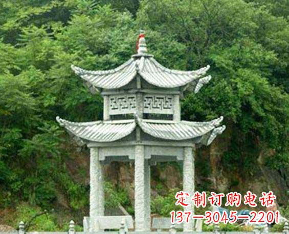 威海园林双层六角石凉亭景观石雕