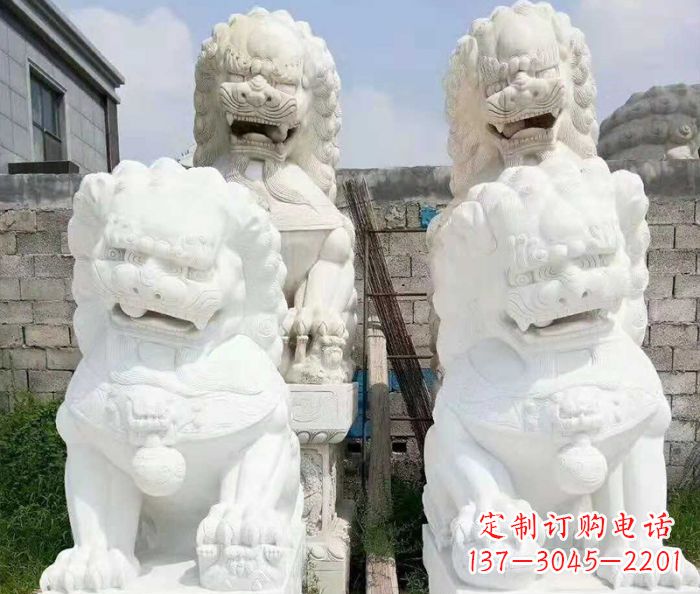 威海招财动物汉白玉狮子石雕