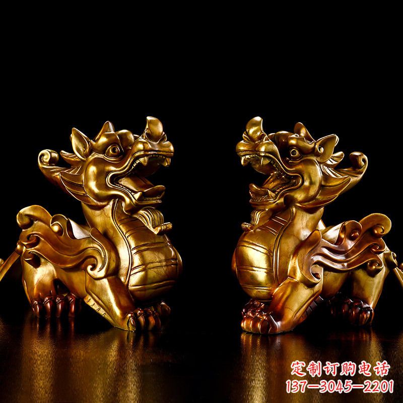 威海招财黄铜貔貅雕塑摆件