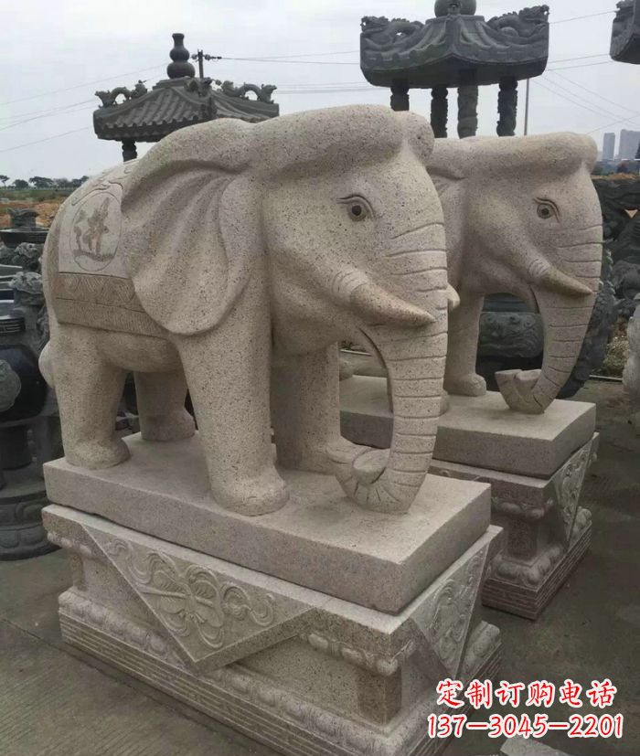 威海招财进宝大理石大象石雕