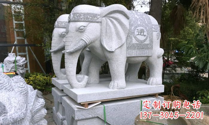 威海招财进宝大理石门口大象雕塑