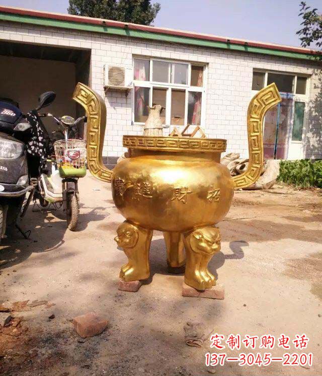 威海招财进宝香炉寺庙铜雕