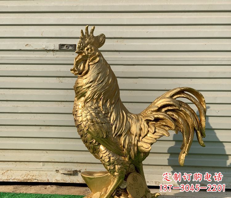 威海招财元宝公鸡铜雕