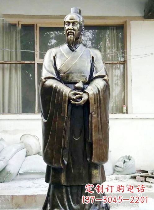 威海中国古代名医扁鹊铸铜雕像半身像