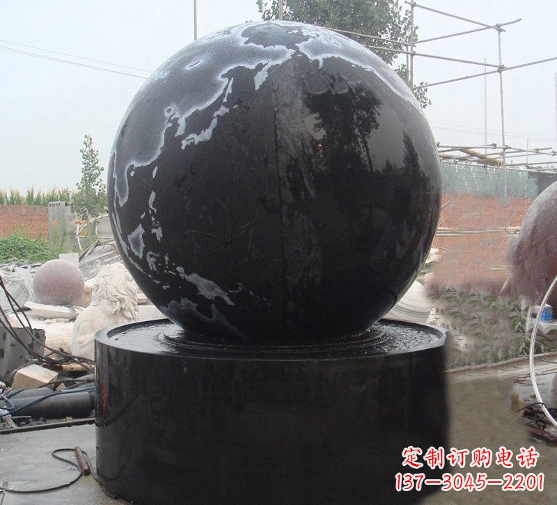威海中国黑风水球石雕