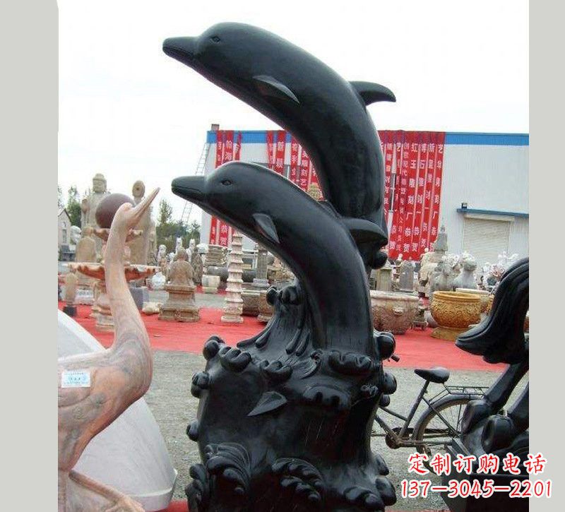 威海中国黑海豚石雕