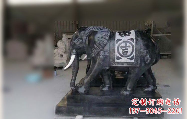 威海中国黑石材大象雕塑