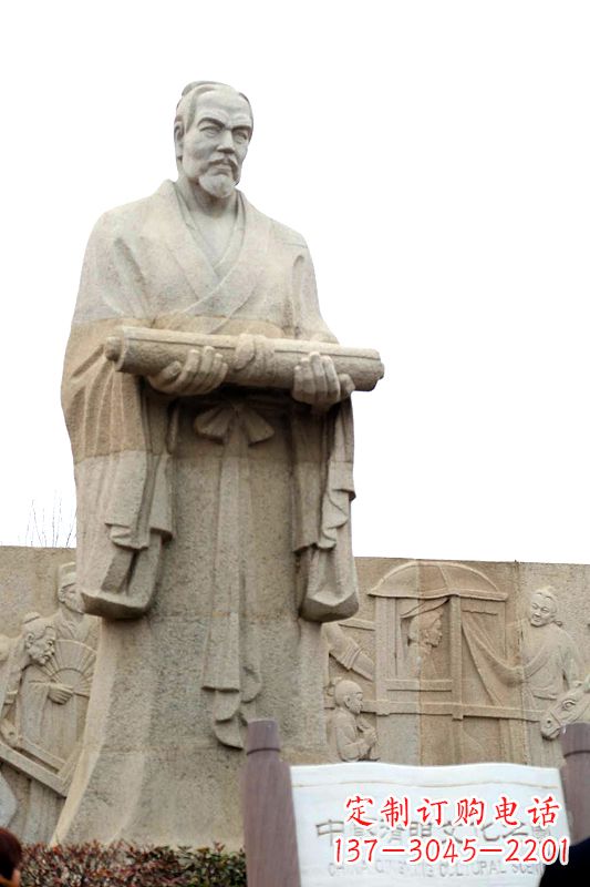 威海中国历史名人北宋绘画大师清明上河图画家张择端汉白玉石雕像