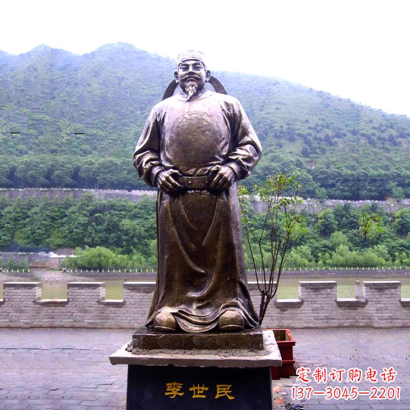 威海中国历史名人唐初著名帝王李世民铸铜雕像