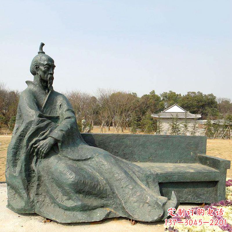 威海中国明末清初知名画家八大山人(朱耷)雕塑塑像-公园历史名人铜雕像