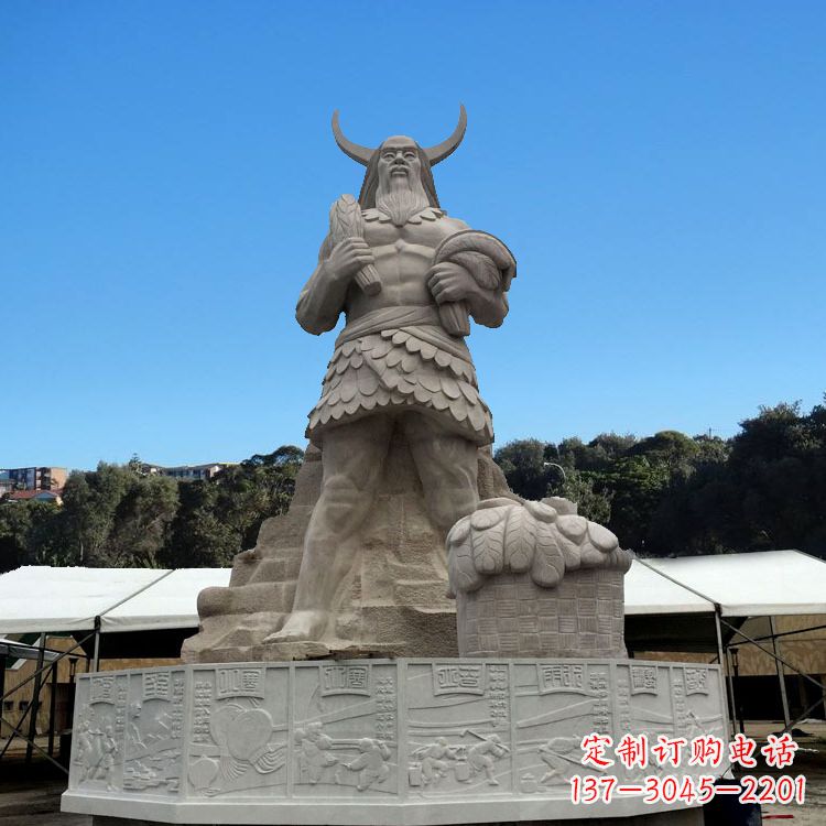 威海中国上古人物人文初祖汉白玉神农雕像