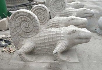 威海园林水池水景鳄鱼砂岩喷水雕塑