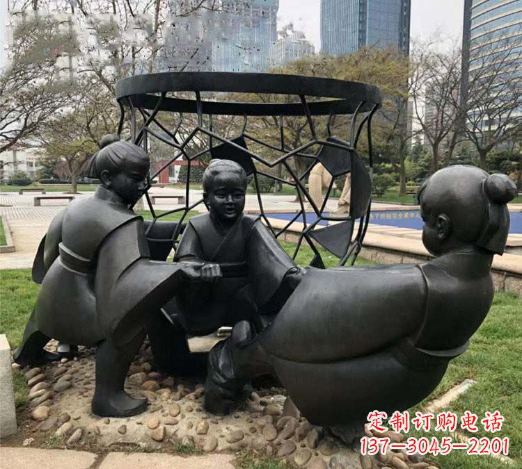 威海铸铜公园司马光砸缸儿童雕塑