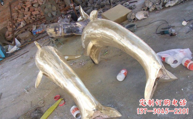 威海铸铜海豚公园动物铜雕