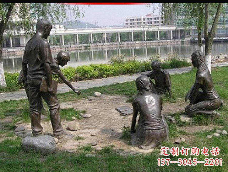 威海铸铜老师和学生雕塑