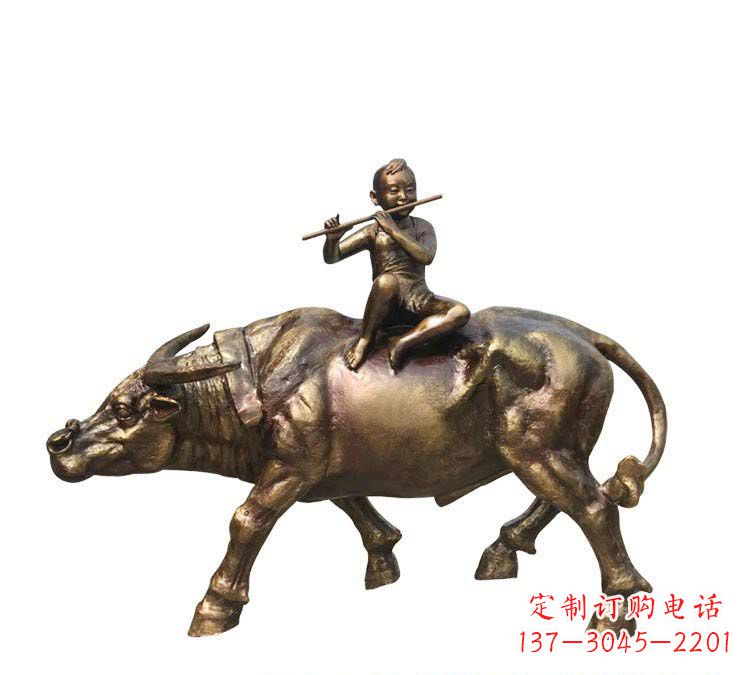 威海铸铜牧童牛雕塑