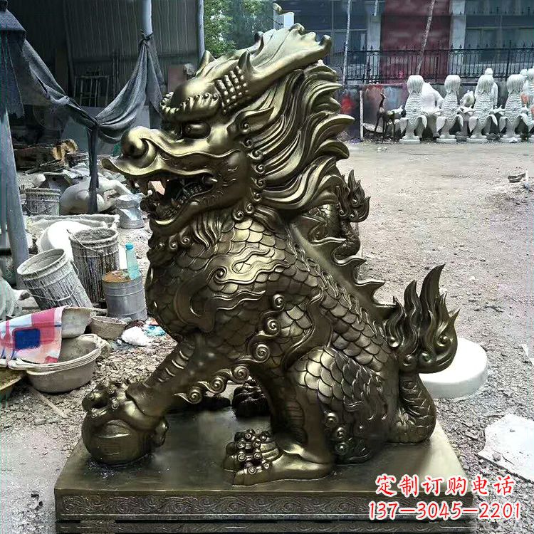 威海铸铜麒麟雕塑
