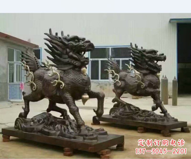 威海铸铜企业麒麟雕塑