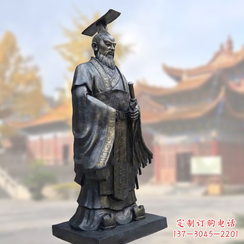威海铸铜秦始皇铜雕塑像