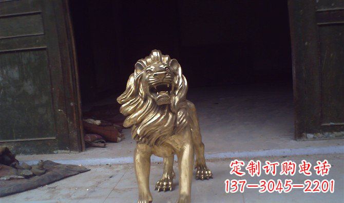 威海铸铜狮子西洋狮子铜雕