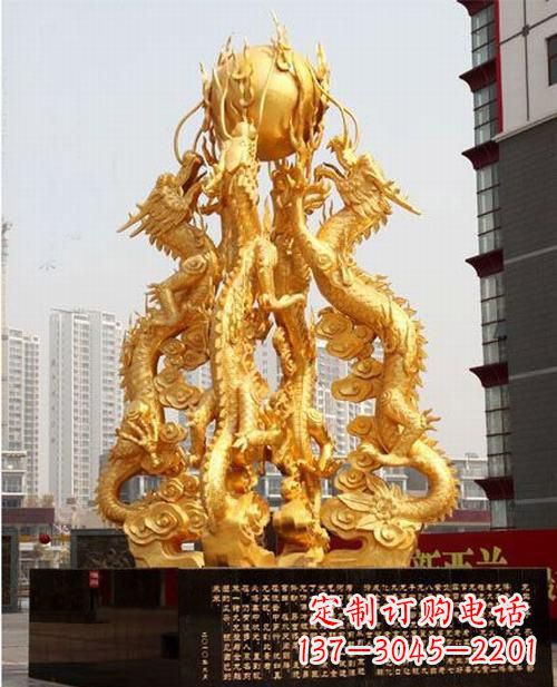 威海铸铜四龙戏珠雕塑