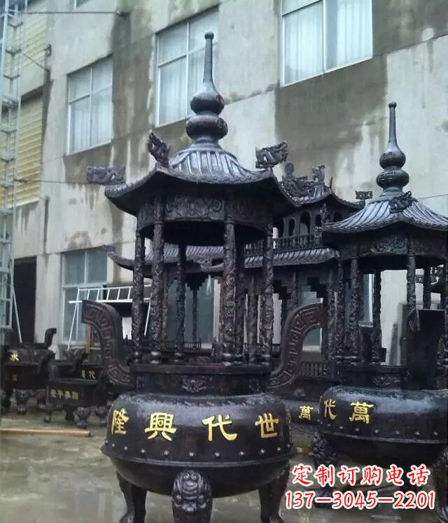 威海铸铜寺庙香炉铜雕 (3)