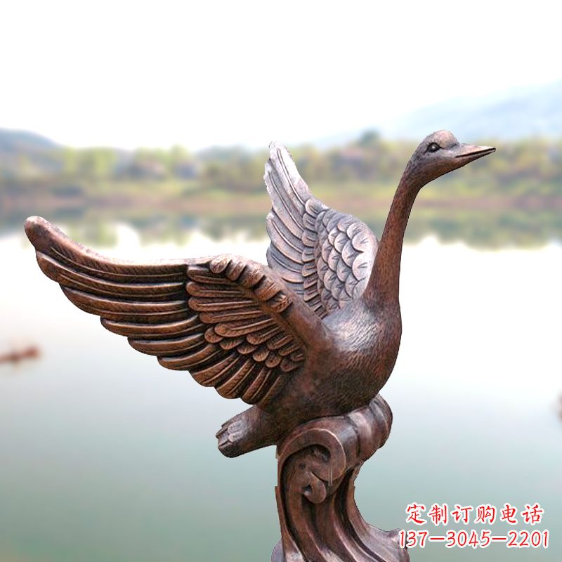 威海铸铜天鹅景观摆件