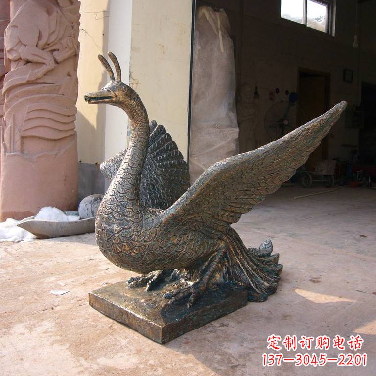 威海铸铜天之四灵朱雀雕塑摆件