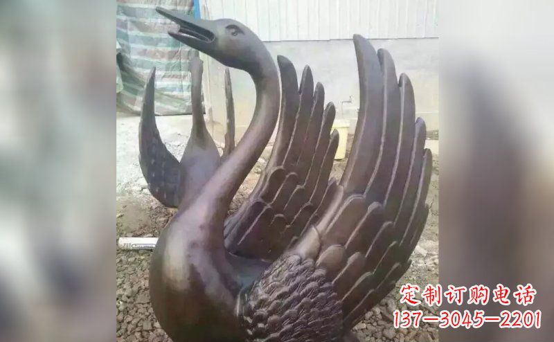 威海铸铜天鹅铜雕