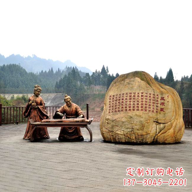 威海卓文君与司马相如凤求凰公园景观雕塑-历史典故人物情景雕塑