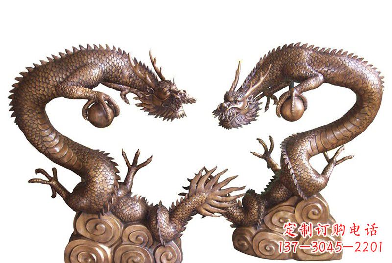 威海紫铜铸双龙戏珠