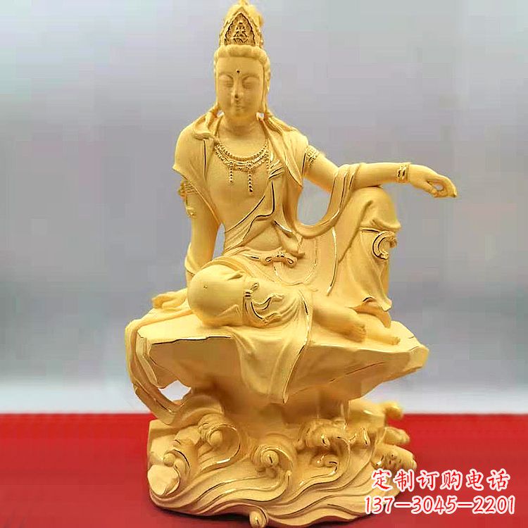 威海自在观音纯铜镀金雕塑