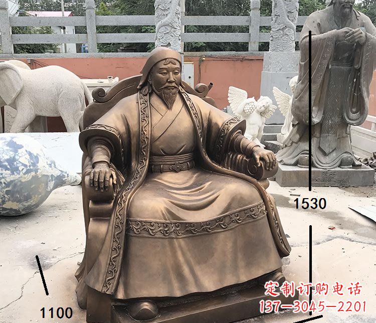 威海坐式成吉思汗铜雕 (2)