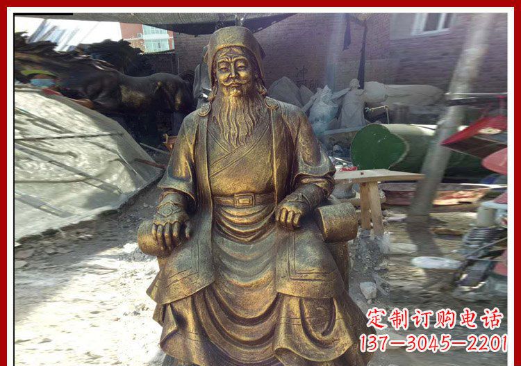 威海坐式成吉思汗铜雕