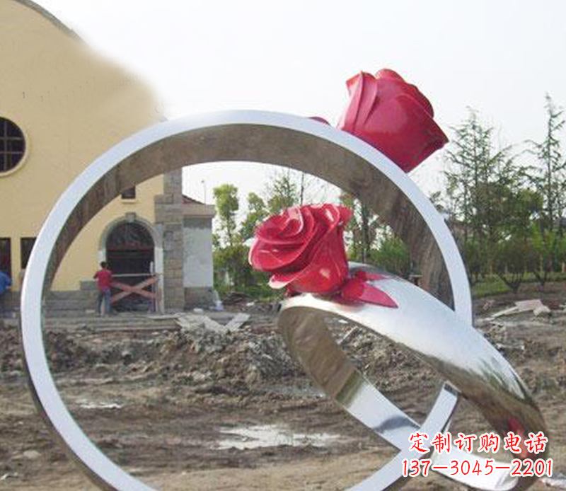 威海广场景观不锈钢戒指雕塑