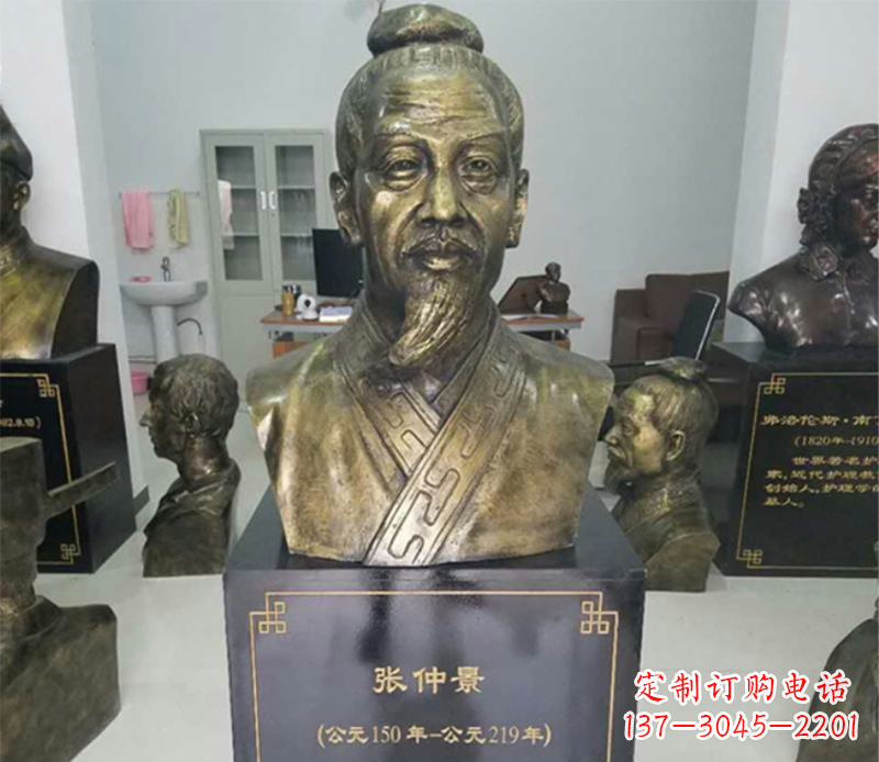 威海张仲景半身像铜雕