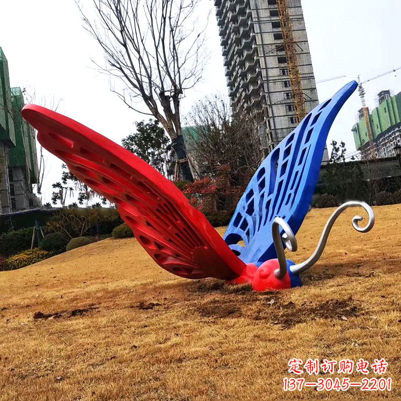 威海蝴蝶雕塑-不锈钢彩绘门口蝴蝶雕塑