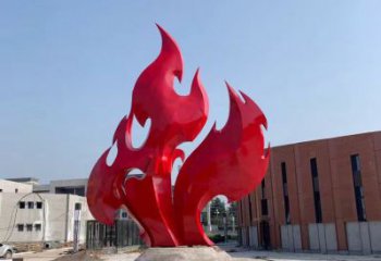 威海大学操场抽象不锈钢火苗雕塑